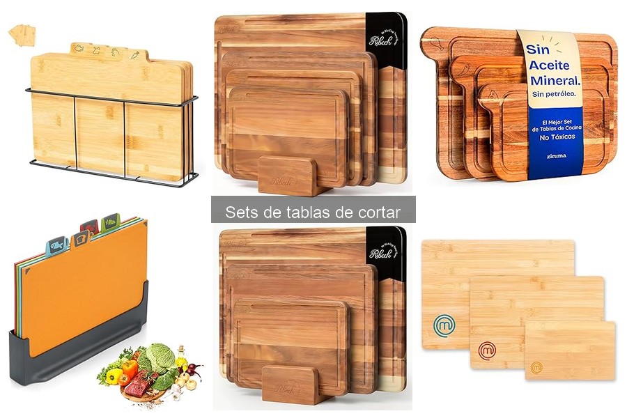 ** Tipos de tablas de cortar: madera, plástico y bambú